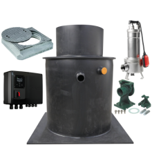 Pompput 814 van DAB Pumps - complete afvalwatersysteem in een. Plug and play systeem.